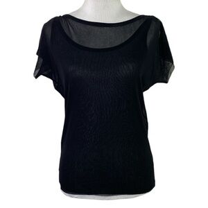 Fuzzi Black Tulle Short Sleeve Tee with built in Tank Size XS